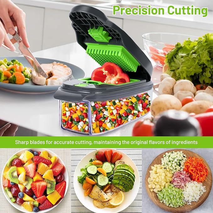 Vegetable Chopper with Large Container(Greygreen)