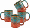 Coffee Mugs Set of 4,12 Oz Coffee Cups Ceramic, Perfect for Office Family Gatherings - Dishwasher and Microwave Safe (4, Blue and Brown)