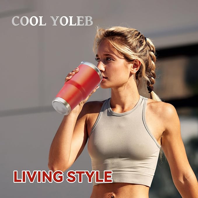 30 oz Tumbler with Lid Stainless Steel Tumblers Bulk Vacuum Insulated Cup Reusable Powder Coated Travel Mug Double Wall Leak Proof Cups Keep Cold Drinks for 12 Hours Red, Set of 8