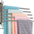 5 Arm Swivel Towel Bar - Heavy Duty SUS304 Stainless Steel Swing Towel Rack for Bathroom, 180° Rotation Wall Mount Towel Holder with Hook, Space-Saving Organizer for Kitchen, Laundry Room