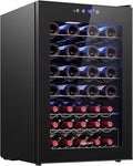 EUHOMY 45 Bottle Wine Cooler Refrigerator, Wine Fridge with Glass Door for Red, White and Champagne, Mini Fridge with Adjust Temperature for Home Kitchen Bar 4.5 Cu.ft, Black