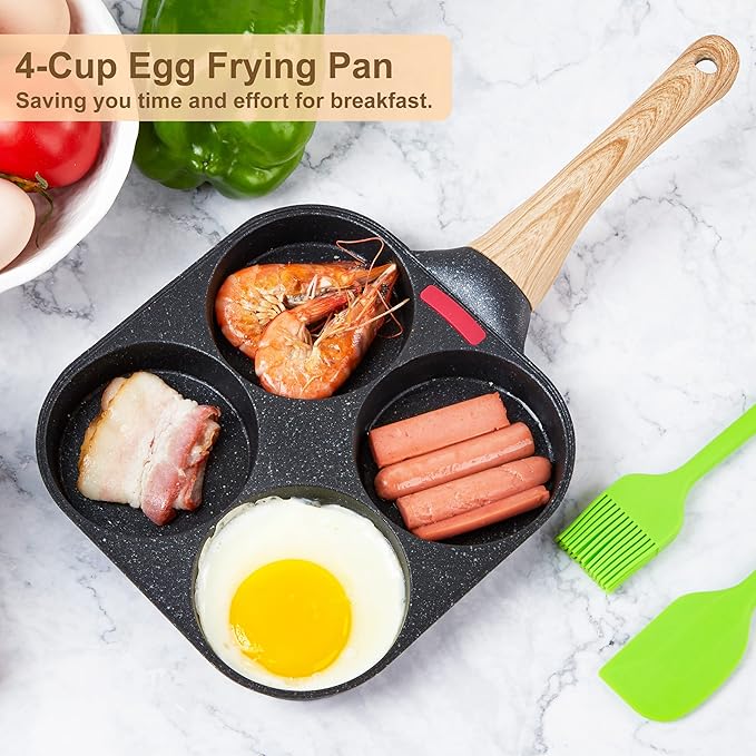 MyLifeUNIT Nonstick Egg Frying Pan and 4 Cup Egg Pan Bundle for Breakfast, Pancake, Hamburger, Sandwiches, Suitable for Gas Stove & Induction Cookware