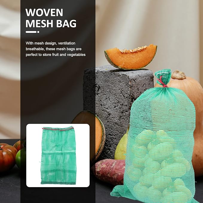 Yardwe 50pcs Mesh Produce Bags for Vegetables Onion and Potato Storage Bags Breathable Drawstring Grocery for Fruits and Root Vegetables Lightweight and Design