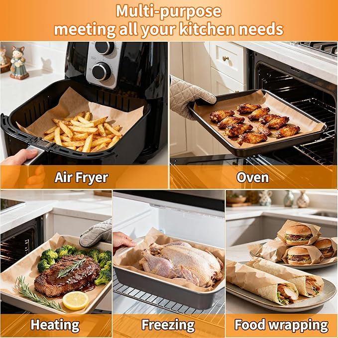 YUANYE 400PCS Parchment Paper Baking Sheets, 9"x13" Unbleached Precut Quarter Parchment Paper for Baking, Non-Stick Baking Paper for Grillin, Steaming Bread Cookies, Cakes, Oven, Air Fryer, Microwave