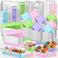 LemonRoad 240 Sets Mini Loaf Pan with Lids and Spoons 6.8oz Rectangular Aluminum Foil Bread Pan 5oz Square Cake Cup with Decal Disposable Baking Supply for Graduate Wedding Birthday (Macaron Colors)
