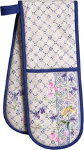 Maison d' Hermine Double Oven Mitts 100% Cotton 7"x35" Double Oven Mitt Heat Resistant BBQ Cooking Gloves with Loop Baking Grilling Gifts for Mothers Day Spring Summer (Faience)