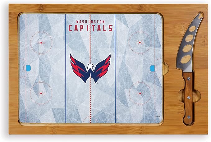 PICNIC TIME NHL unisex-adult NHL Icon Glass Top Cutting Board & Knife Set
