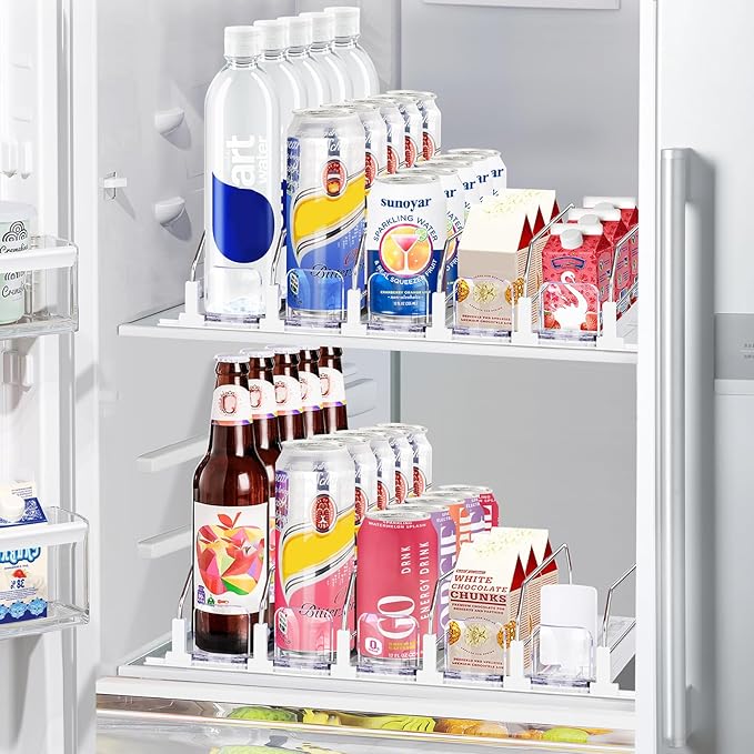 Drink Organizer for Fridge, Automatic Pusher Drink Dispenser for Refrigerator, Soda Can Organizer for Beer Beverage Holds up to 25-5Row (15.3" D x 16.54" W)