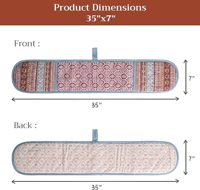 Maison d' Hermine Double Oven Mitt (7" x 35") 100% Cotton Heat Resistant BBQ Cooking Gloves with Loop for Thanksgiving Christmas Decorations Baking Cooking Barbeque Handling Hot Pan (Fair Isle)