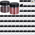 50 Pack 4.7 oz Plastic Spice Jars with Black Cap Empty Clear Plastic Spice Bottle Containers Reusable Seasoning Jars with Shaker Lids for Kitchen Storing and Dispensing Salt Powders