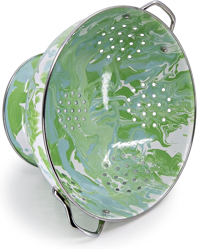 Golden Rabbit Enamelware Large Colander, 5 quart, Modern Monet