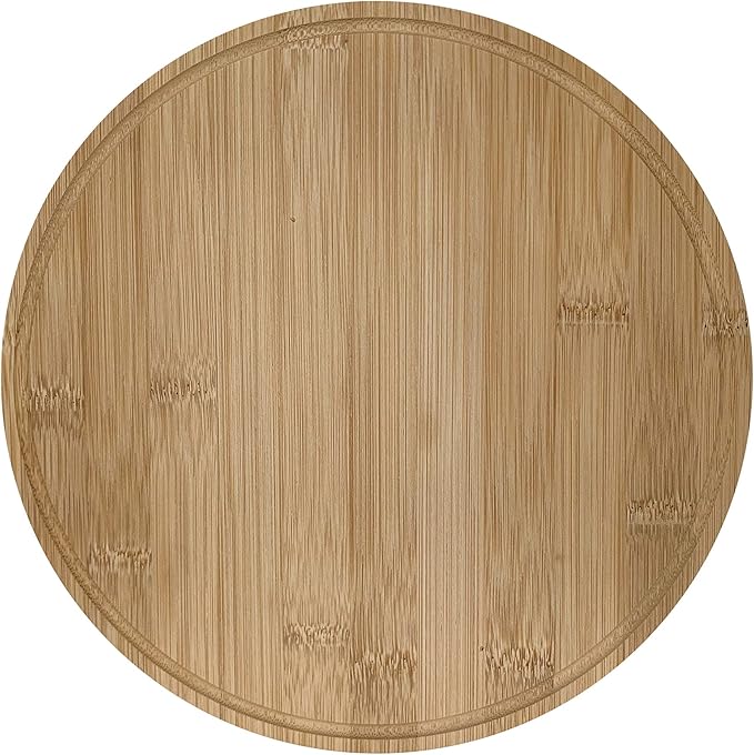 10” Round Cheese Bamboo Board Set with Cheese Knives for Charcuterie Boards, Bamboo