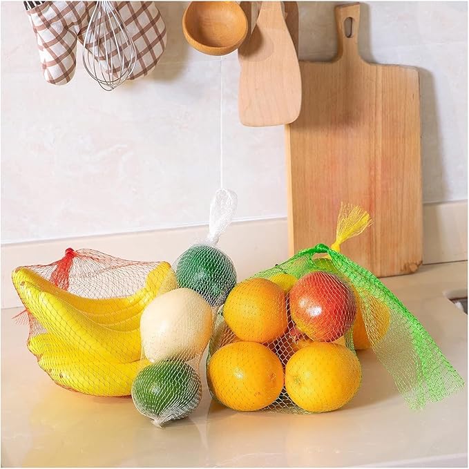 100 PCS Reusable Mesh Nylon Mesh Toy Fruit and Vegetable Storage Plastic Bag(40cm)
