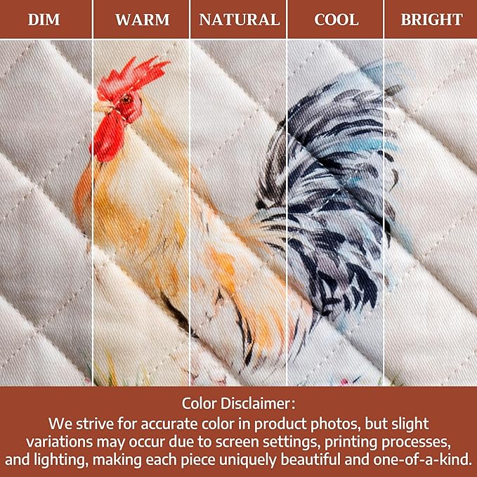 Maison d' Hermine Pot Holders 100% Cotton Heat Resistant Potholders 8" x 8" Hot Pads with Loop BBQ Cooking Baking Gifts for Mothers Day Handling Hot Pans Spring/Summer (Pack of 2, Campagne)