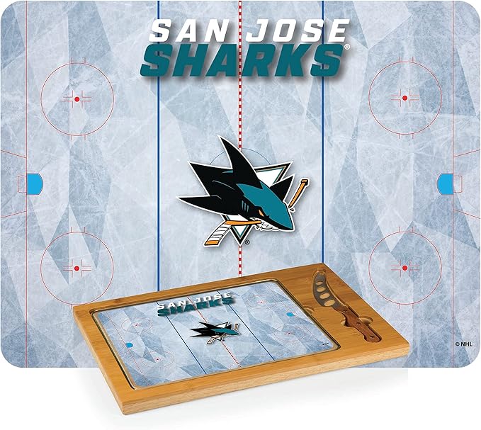 PICNIC TIME NHL unisex-adult NHL Icon Glass Top Cutting Board & Knife Set