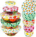 Patelai 10 Pcs Bowl Covers Reusable in 5 Size Stretch Cloth Fabric Elastic Food Storage Bowl Covers Bread Sourdough Lids for Proofing Food Fruits Leftover (Bright,Summer Style)