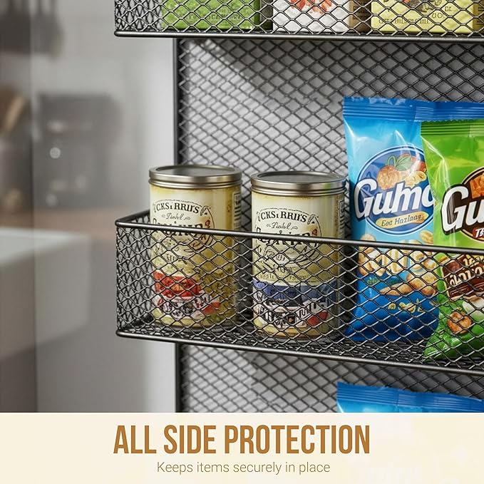SPICE RACKS Organizer - Country Rustic Wire Style - Great Storage for Pantry, Cabinet and Kitchen - Wall Mounted 5 Tier Shelves