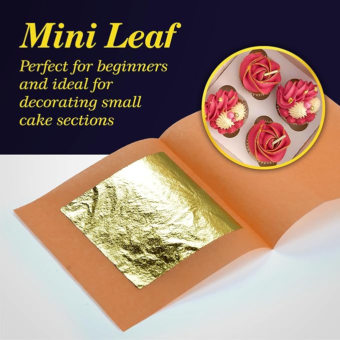 Barnabas Edible Gold Leaf 24K - Cake Decorations, Loose Gold Leaf Sheets for Cupcakes - 1.5 inches, Interleaf of 48