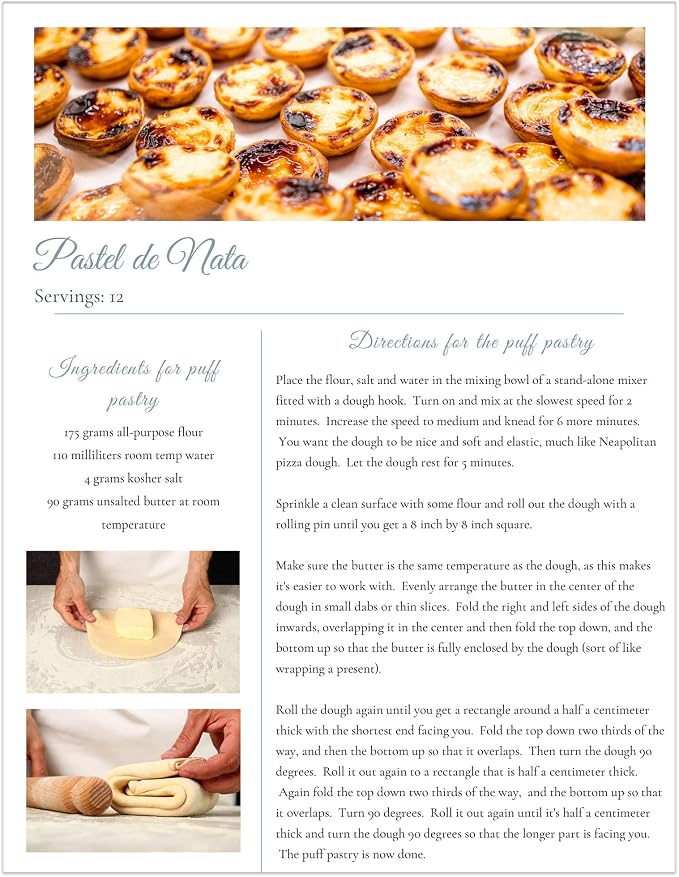 Pastel de Nata Tins (Egg Tart Tins) - Made in Portugal out of Galvanized Steel - Includes Pastéis de Nata Print Postcard and Downloadable Recipe - Set of 12 (Small 2.3 cm height)