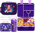 rockpapa Kids Lunch Box Set with 14oz Insulated Water Bottle & Lunch Bag, Leakproof 5.5 Cups Bento Box for School & Children, BPA-Free, Microwave Safe for Boys Girls (Purple Mermaid)