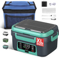 Cordless Electric Heated Lunch Box, 1.5L - 6.3 Cups 100W Rechargeable Smart Self-Heating Food Warmer with Removable Divider, Spoon, Fork, BPA Free, Portable Lunchbox for Car Travel Office Lake Green