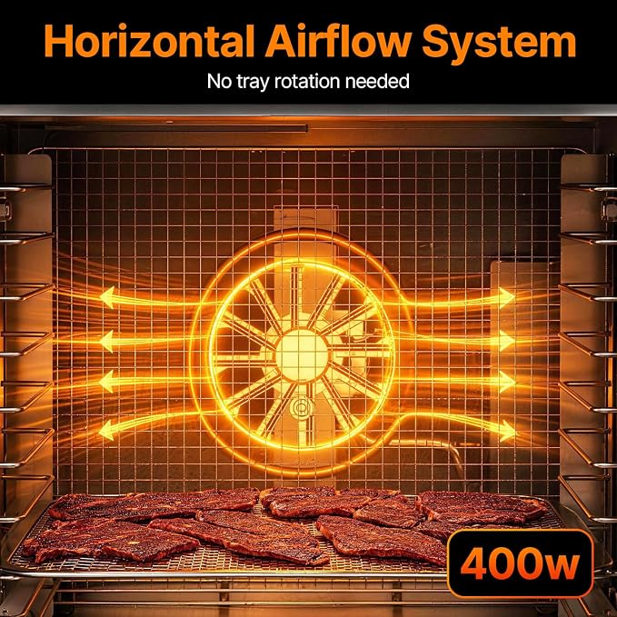 HOPERAN 10 Tray Food Dehydrator Machine for Jerky, Fruit, Herb & Dog Treats | Stainless Steel, Max.196℉ Digital Temperature & Timer Control, 400W, Quiet <48dB, Including 2 Mesh Screens, 1 Fruit Roll Tray