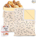 Wide Zipper Beeswax Bread Bags for Homemade Bread, 2 Pack Sourdough Bread Bags for Storage XL 17x13 Inch, Cotton Large Reusable Bread Bag - Keep Fresh, Freezer Safe
