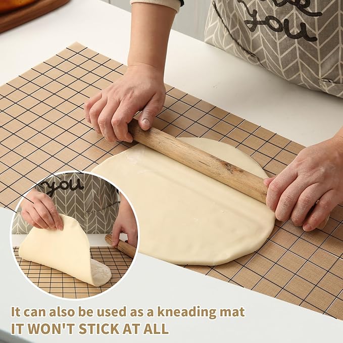 Silicone Baking Mat Roll 12IN*5FT Free Cutting, Non-Slip Pastry Mat, Non-Stick Reusable Air Fryer Liner, Oven Liners, Counter Mat, Freeze Dryer Mat, Easily Cut to Size Fit All Ovens Pans Tins Dishes