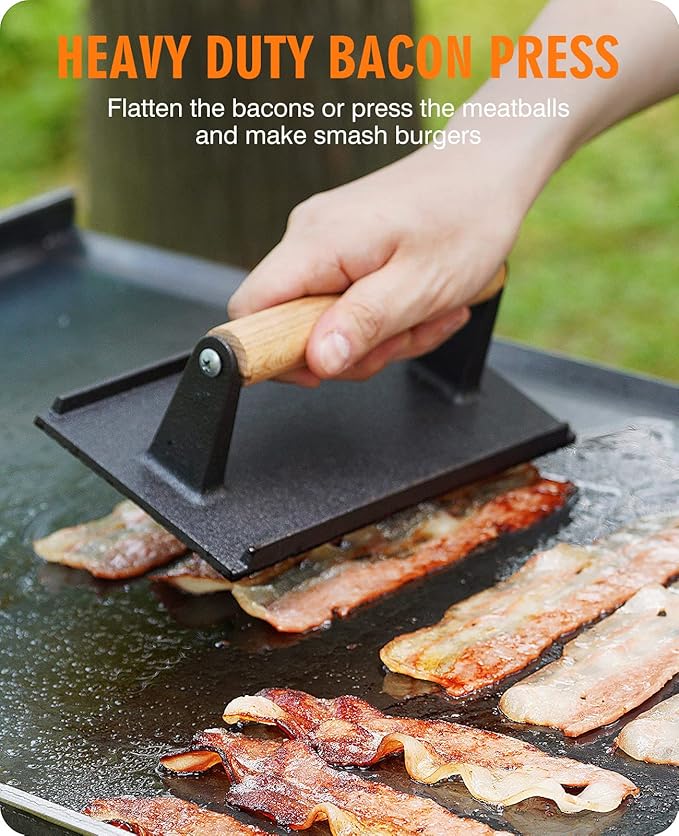HOMENOTE Griddle Accessories for Blackstone, Commercial Grade 12 Inch Heavy Duty Melting Dome with Rectangle Cast Iron Smash Burger Press Perfect for Flat Top Hibachi Grill Indoor Outdoor