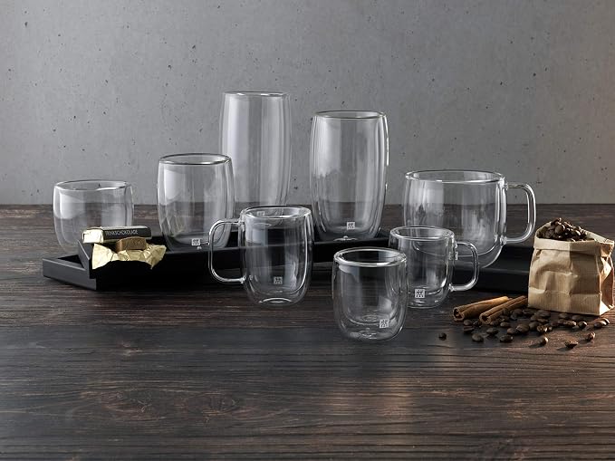 Zwilling 39500-113 Double Wall Glass Cappuccino 15.2 fl oz (450 ml), Set of 2, Tumbler, Insulated, Cold and Heat Retention, Double Wall Construction, Mug, Cup, Microwave Safe