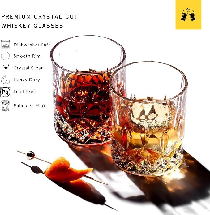 LEMONSODA Crystal Cut Old Fashioned Whiskey Glasses Set of 2, 4, 6-10oz Ultra-Clear Premium Lead-Free Rocks Glass Tumbler For Drinking Bourbon, Scotch, Cognac, Cocktails (Set of 48)(2043)