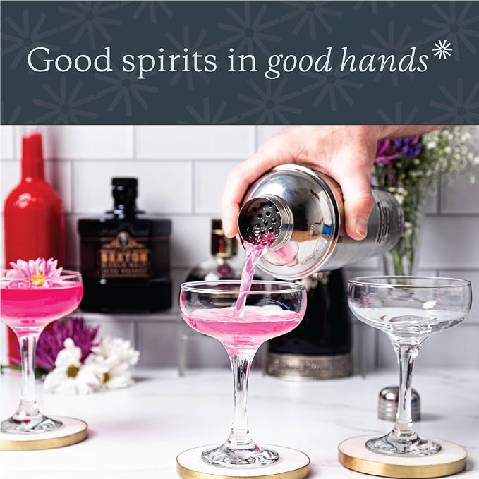 Vikko Martini Glasses Set of 6, Crystal Clear 8.5 Ounce Coupe Glasses with Small Stem, Cosmopolitan Glasses for Martini, Vodka, Cocktail, Short Stemmed