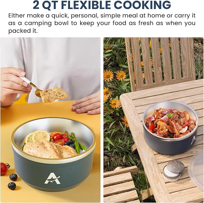 AEWHALE Portable Air Fryer 3-in-1,4QT & 8 Cup non toxic air fryer with Storage Lids,Ideal for Small Spaces