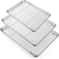TeamFar Baking Sheet with Rack Set (3 Pans + 3 Racks), 17.6/16/12.5 Inch Stainless Steel Cookie Sheets Baking Pans Trays and Cooling Racks for Cooking Roasting, Non-Toxic & Heavy Duty, Dishwasher Safe