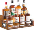 YQBRAO 2-Tier Liquor Bottle Display Shelf, Coffee Syrup Rack Organizer, Water Bottle Organizer, Mini Bar Cabinet, Rustic Bar Shelves for Liquor Whiskey, Spirits