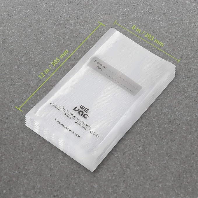 Wevac Vacuum Sealer Bags 100 Quart 8x12 Inch for Food Saver, Seal a Meal, Weston. Commercial Grade, BPA Free, Heavy Duty, Great for vac storage, Meal Prep or Sous Vide