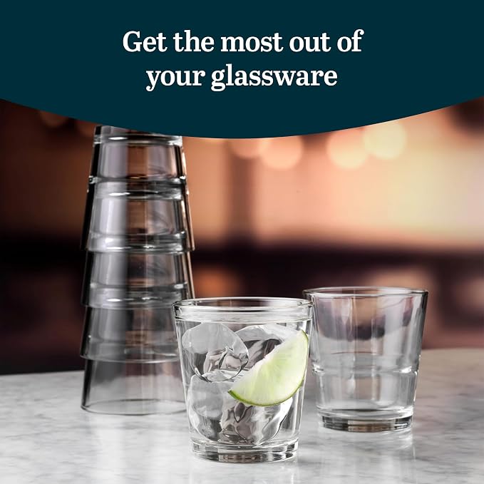 Libbey 15769 Restaurant Basics Stacking Double Old Fashioned Glasses, 12-ounce, Set of 12