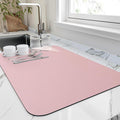 HotLive Dish Drying Mat for Kitchen Counter, Heat Resistant Drainer Mats with Non-slip Rubber Backed, Hide Stain Kitchen Super Absorbent Draining Mat, Easy to Clean Dish Rack Pad, Pink 16"x20"