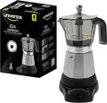 universal Electric Moka Pot 6 Cup (300ml), Cuban Coffee Maker 480W, Portable Espresso Maker with Detachable Base, Easy One-Touch Brewing, No Stove Needed