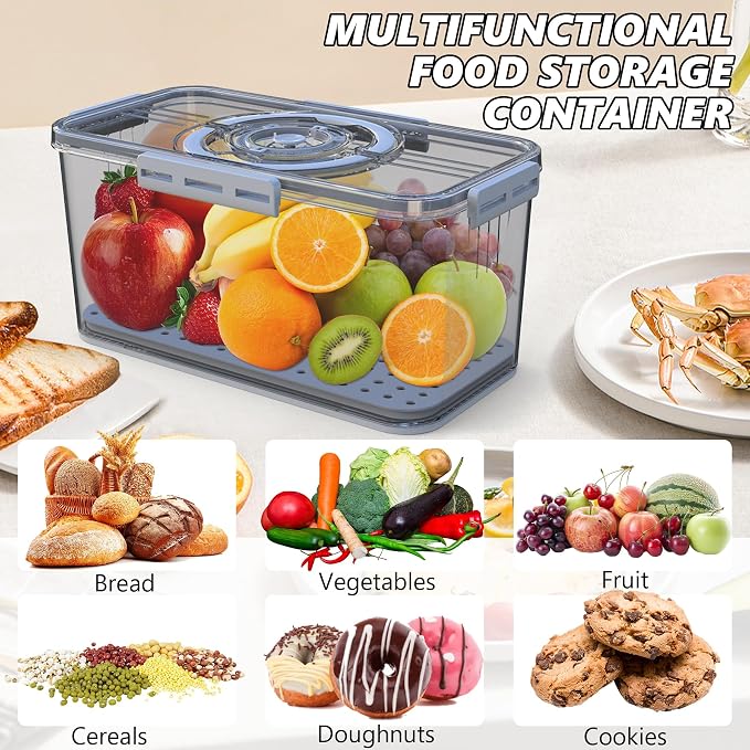 Bread Box with Lid and Handle,Airtight Bread Storage Container with Time Recording,Bread Keeper for Homemade Toast, Bagel, Portable bread boxes for Camping & Outdoor Travel,Not dishwasher safe