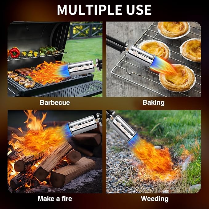 ARTFLAMM Powerful Propane Torch, Kitchen Blow Torch Gun with Adjustable Flame, Detachable Flamethrower Cooking Torch for Searing Steak, Camping, BBQ, Welding (Tank Not Included)