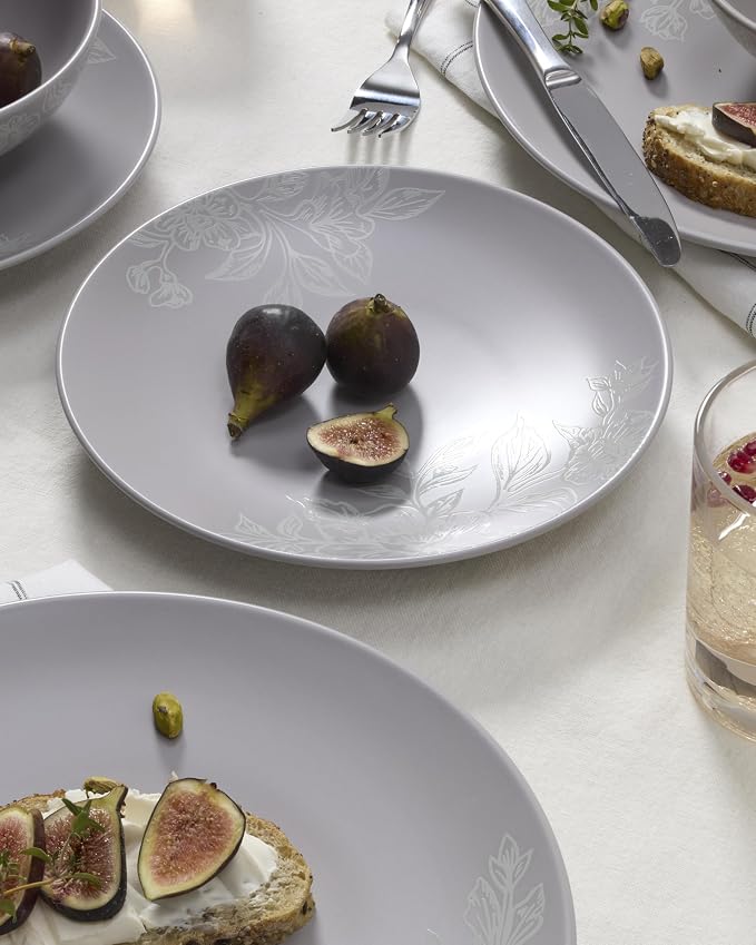 Oneida 897506 Roseto 12-Piece Dinnerware Set, Pumice, Grey