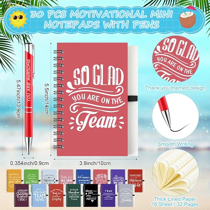 Teenyyou 90 Pcs Employee Appreciation Gift Set, 16oz Tumbler with Lid Notebook Pen Bulk Thank You Gift Holiday Party Favor for Teachers Office Coworker Teacher Staff Team (Multi Color,Elegant Style)