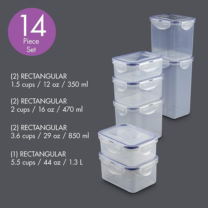 LocknLock Easy Essentials Food Storage Containers, 10 & 14 Piece Sets