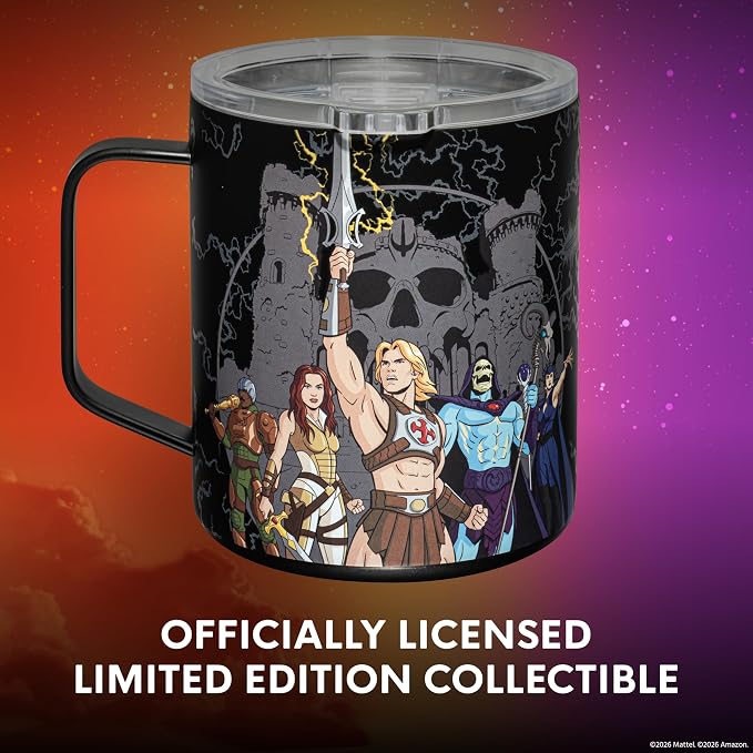 Dragon Glassware x Masters of the Universe (MOTU) Stainless Steel Camp Mug - 12 oz Insulated Camping Mug for Coffee, Tea, Matcha, Hot Beverages - Official 2026 Movie Merch - MOTU