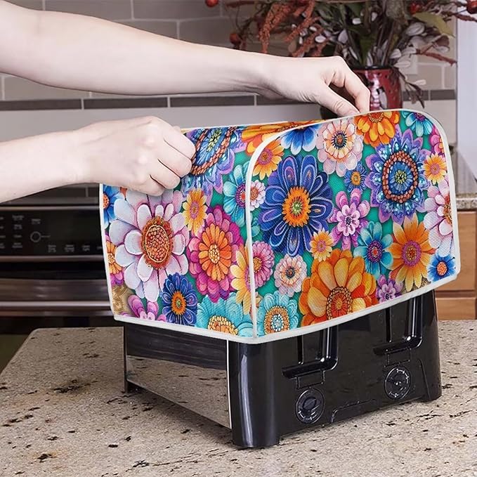 Boho Mandala Floral Blender Cover Toaster Cover Washable Dust Cover Dustproof Bakeware Cover Kitchen Appliance Accessories Size M