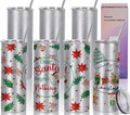 Glitter Sublimation Tumblers 20 Oz Skinny Straight, 8 Pack Sublimation Glitter Skinny Tumbler Blanks, Insulated Stainless Steel Tumbler, Silver