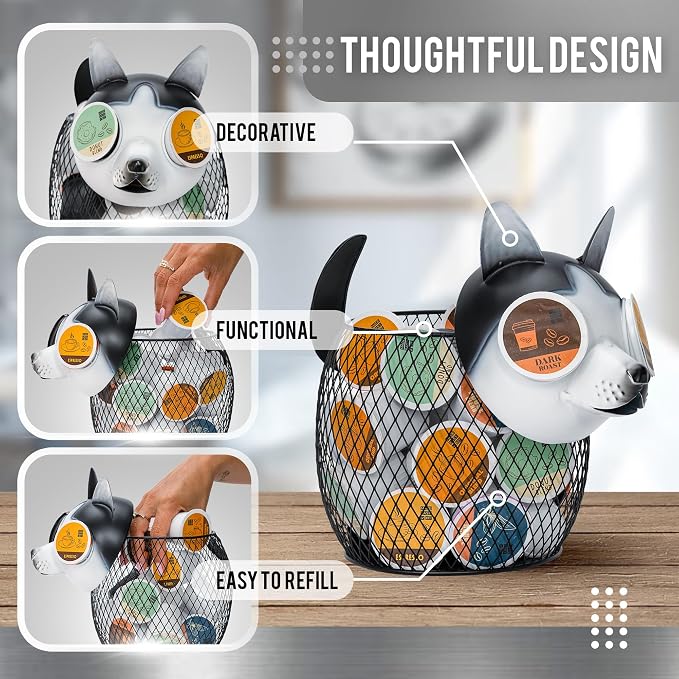 Made Easy Kit Coffee Pod Organizer - Home Coffee Bar Functional Décor - Café Station Countertop Storage Accessories (Husky)