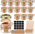 Baderke 20 Set Mini Mason Jars with Wood Spoon 4 oz Mini Jam Jars with Lids and Labels, Small Glass Canning for Jelly Spice Herbs Honey Storage Bridal Shower Wedding Favors DIY Candles (Gold)