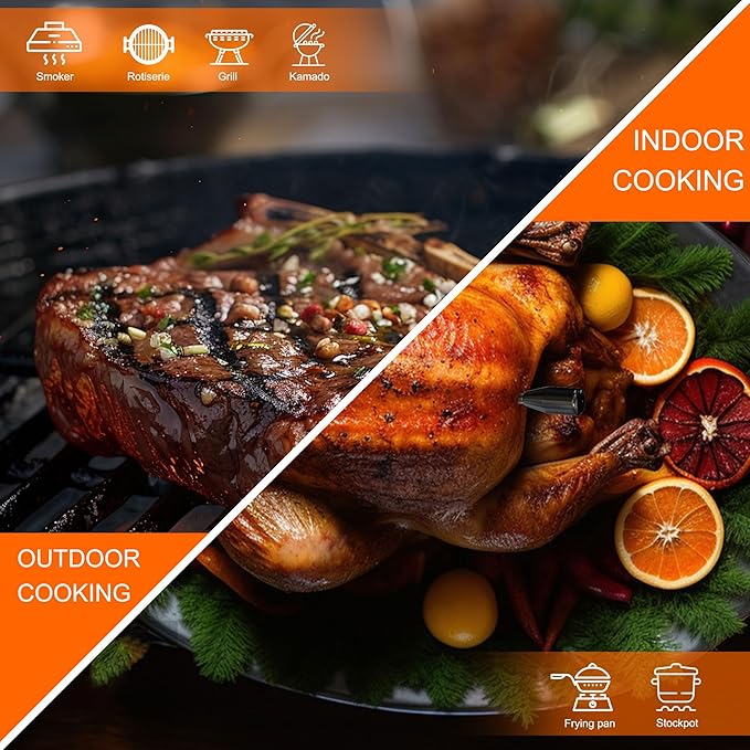 Smart Wireless Meat Thermometer with Ultra-Thin Probe | Long Range Cooking Thermometer with App for Remote Monitoring of BBQ, Grill, Kitchen, Smoker, Rotisserie